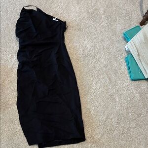 The Sei Black One-Shoulder Dress with ruched side NWT